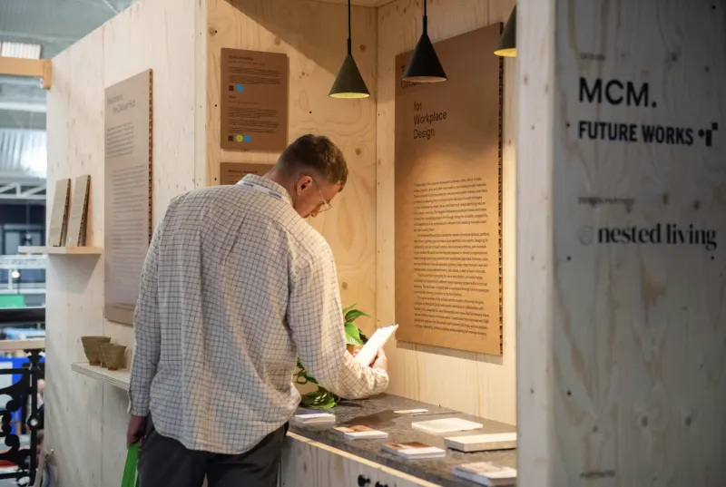 Modular exhibition structure designed for disassembly, reuse, and circular material systems